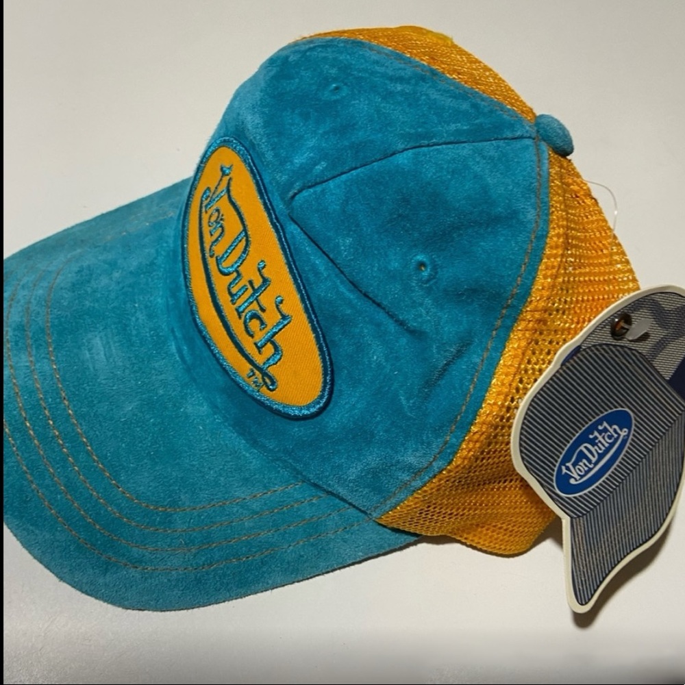 New! Von Dutch blue and yellow trucker hat